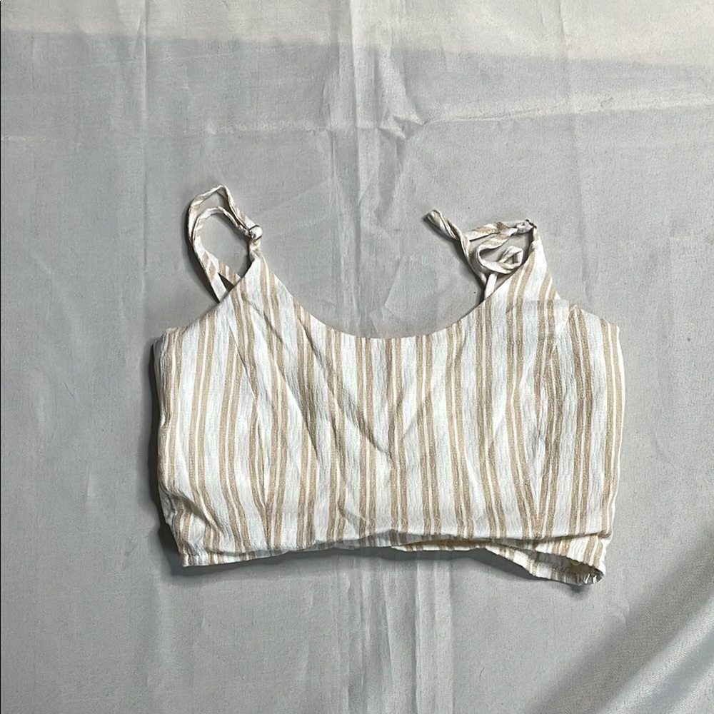 WILD HONEY Striped Cream and Tan Women's Top